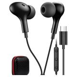 USB C Headphone for Samsung S25 FE S24 A16 A17 Wired Earbuds Magnetic in-Ear Type C Earphone with Microphone Volume Control Bass Stereo Noise Canceling for iPhone 17 Pro Max Air 16 16e 15 Pixel 10 9a 
