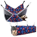 petonfun Ferret Rat Hammock Set Guinea Pig Hideout Bed, Soft Hamster Toys Hanging Tunnels and Tubes, Plush Small Animal Pet Chinchilla for Cage Accessories Hide, Play and Sleep,2 Pack, Blue Star - Ret