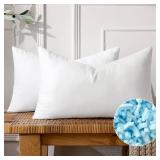 Shredded Memory Foam Pillow Inserts, Set of 2 12x20 Premium Filling Decorative Throw Pillows, Soft Support Stuffer for Sofa Bed Living Room - Retail: $24