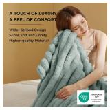 Sage Green Throw Blanket for Couch - Super GentleSoft Cozy Blankets for Women, Cute Small Fleece Throws for Girls,50x60 Inches, Wider Striped Design - Retail: $27