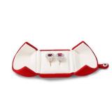 Elegant Red Velvet Double Ring Box - Keepsake Gift Holder for Wedding, Proposal & Engagement Ceremonies (Couple Ring Bearer Box) - Retail: $18