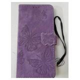 6.7 inch Compatible with iPhone 14 pro max case Purple Butterfly Wallet Case with Card Holder Flip Phone Case with Red Stylus Phone Cover for iPhone 14 Pro Max[9000]