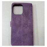 6.7 inch Compatible with iPhone 14 pro max case Purple Butterfly Wallet Case with Card Holder Flip Phone Case with Red Stylus Phone Cover for iPhone 14 Pro Max[9000]