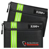 Fireproof Bag (9.6 x 6.6 inches) Heat Insulated with Reflective Strip, Fireproof Money Bag with Zipper for Cash (2-Pack Black) - Retail: $23