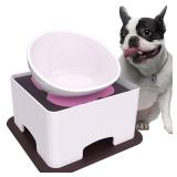 Ceramic Bulldog Bowl Dog Feeding Bowl - Dog Dish Wide Mouth Pet Sterile Tilted Pet Feeder with Anti-Skid Rubber Mat for Small Medium Dogs. MISSING BOWL. - Retail: $37
