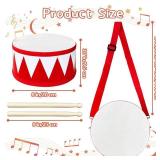 Kids Drum Set, Wooden Toy Drum Set, Educational Baby Musical Toys Drum with Adjustable Strap 2 Drumsticks, Sensory Musical Instrument Drum Toy for Toddler Boys & Girls Gift