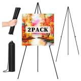 Easel Stand for Sign, 63 Portable Easels Stand for Display, Lightweight Adjustable Tripod Art Easel Stand for Wedding Sign, Black Metal Painting Easel with Portable Bags (2 Pack) - Retail: $24"