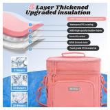 Double-Layer Insulated Cooler Foldable Lunch Box, Leakproof Cooler Bag for Men & Women, Shoulder Strap, Bottle Opener, for Beach, Camping, Car - Retail: $29
