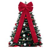 16 x 56 Inch Christmas Extra Large Velvet Bows Christmas Plush Bow Tree Toppers Xmas Tree Decorations for Xmas Holiday Party Car Wreath Wedding Baby Shower Bridal Shower Home Decor(Red) - Retail: $42