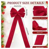 16 x 56 Inch Christmas Extra Large Velvet Bows Christmas Plush Bow Tree Toppers Xmas Tree Decorations for Xmas Holiday Party Car Wreath Wedding Baby Shower Bridal Shower Home Decor(Red) - Retail: $42