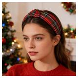 Christmas Headbands for Women Red Plaid Knotted Headband Wide Hairband Christmas Holiday Party Headband Hair Accessories Gifts for Girls - Retail: $12