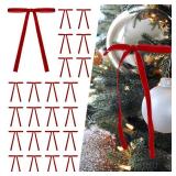 24Pcs Red Christmas Velvet Ribbon Bows Decorations Xmas Ornaments Vintage Decor for Tree, Wreath, Garland (3/8
