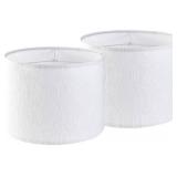 Set of 2 Pure White Linen Drum Lamp Shade 13 Top x 13" Bottom x 10" High (Spider) Contemporary Lamp Shades for Table Lamps & Bedside Lamps Replacement Lampshade - GO&SO - Assembly is Required - Retail