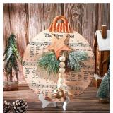 Christmas Music Wooden Table Decor Vintage Sheet Music for Crafts Farmhouse Wooden Centerpieces for Tables Rustic Xmas Decor with Rectangular Base for Home Office Holiday