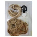 2PCS Messy Bun Hair Piece Large Wavy Curly Elastic Hair Bun Scrunchies Fluffy Thick Donut Chignon Hairpieces Updo Extensions Ash Blonde Mix Bleach Blonde - Retail: $10