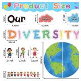112Pcs Diversity Strength Bulletin Board Classroom Name Tags Decoration Set, Diverse Children Cutout Borders, Our Diversity is Our Strength Wall Chalkboard Party Supplies for Elementary School - Retai