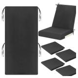 4 Pcs 4 Pcs Outdoor High Back Chair Cushion Covers (Not Includes Cushion) 44 x 21 x 4 Waterproof Patio Replacement Rocking Chair Slipcover Seat Pad Cover with Tie for Furniture (Dark Gray)