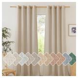 Thick Linen Curtains Privacy with Light Filtering, Grommet Semi Sheer Not See Through Linen Blend Curtain Drapes Vintage & Rustic for Farmhouse / Living Room, Angora, W55 x L84, 2 Panels - Retail: $34