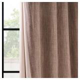 Faux Linen Curtains for Living Room (1 Panel) - 50W X 84L - Textured Room Darkening Curtains for Bedroom 84 Inches Long - Drapes for Home Decor, Dutch Cocoa - Retail: $24