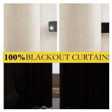 Linen Blackout Cold Blocking Curtains 63 Long for Classroom, Beige, Set of 2, Short Kitchen Burlap Linen 100% Blackout Drape Panels for Night Shift, Great Job for Blocking Light - Retail: $32"