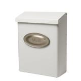 Architectural Mailboxes Designer Galvanized Steel, Locking Wall Mount Mailbox, White with Satin Nickel - Retail: $35