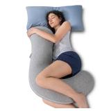 Body Pillow, Full Body Support Pillow for Side Sleepers, Cooling Soft S Shaped Hug Pillow for Adults, Grey - Retail: $30