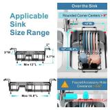 Small Sink Dish Drying Rack, Capacity Expandable Narrow Dish Drainer for RV Sink Apartment Kitchen with Utensil Holder, 12-16.8" L x 9" W, Black - Retail: $25"