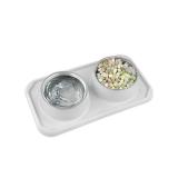 Cat Bowls for Food and Water, Upgrade Cat Food Bowls for Indoor Cats, Premium Removable Stainless Steel Double Bowls with Silicone Anti-Slip Pads, Water Bowl for Cats and Dog (Grey). CORNER DAMAGED.