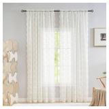 Vintage Lace Curtains 84 Inches Long-Romantic Flowers and Branch Sheer Lacy Curtains for Living Room French Door 1 Pair Rod Pocket, 52 x 84 Inch Ivory - Retail: $26