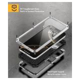 iPhone 16 Pro Max Case, Metal Heavy Duty Shockproof Tough Rugged Case with Built-in Glass Screen Protector, 360 Full Body DustProof Strong Protective Phone Case for 16 Pro Max 6.9, Silver - Retail: $2