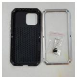 iPhone 16 Pro Max Case, Metal Heavy Duty Shockproof Tough Rugged Case with Built-in Glass Screen Protector, 360 Full Body DustProof Strong Protective Phone Case for 16 Pro Max 6.9, Silver - Retail: $2