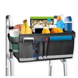 Walker Basket Walker Accessories for Folding Walker with Water Cup Holder - Multi Pockets Basket for Walker for Seniors - Big Capacity & Never Tipping Over Walker Bag - Retail: $14