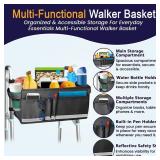 Walker Basket Walker Accessories for Folding Walker with Water Cup Holder - Multi Pockets Basket for Walker for Seniors - Big Capacity & Never Tipping Over Walker Bag - Retail: $14
