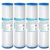 Membrane Solutions 20 Micron Pleated Polyester Sediment Water Filter 10x2.5" Replacement Cartridge Universal Whole House Pre-Filter Compatible with W50PE, WFPFC3002, SPC-25-1050, FM-50-975 - 4 Pack - 