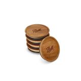 Ball 5pk Wooden Storage Lids, Wide Mouth: Hardwood Canning Lids for Ball Mason Jars, Brown, Spot Clean, 3.5\" Neck Diameter
