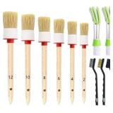 Nurkul 11 Pieces Auto Detailing Brush Set for Cleaning Interior, Exterior, Leather, Including 6 pcs Car Detailing Brushes, 3 pcs Wire Brush and 2 pcs Automotive Air Conditioner Brush