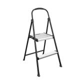 COSCO Two-Step Folding Steel Step Stool with Rubber Hand Grip  Black
