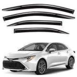 Ricmjend 4pcs Tape-On Side Window Visor Deflectors for 2019-2023 Toyota Corolla Sedan Smoke Tinted Rain Guards Shield Shade