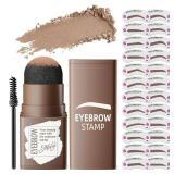 Eyebrow Stamp Stencil Kit - Eye Brow Stencil Kit for Beginners, Brow Stencil and Stamp Kit Long-lasting, Smudge-Proof & Waterproof, 24 Reusable Eyebrow Shapes Stencils for Perfect Brow (Light Brown) (