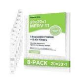 Future Way 20x20x1 Air Filters, 8-Pack with Reusable Frame, MERV 11, MPR 1000 AC Furnace Filters, Space Saving & Cost-effective