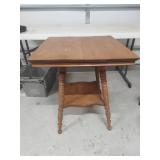 Oak Two-Tier Parlor Table with Spiral Legs