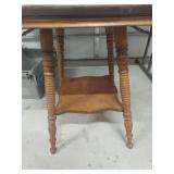 Oak Two-Tier Parlor Table with Spiral Legs