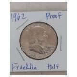 1962 Silver Proof Franklin Half Dollar