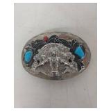 Native American Turquoise / Coral Belt Buckle