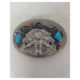 Native American Turquoise / Coral Belt Buckle