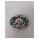 Native American Turquoise / Coral Belt Buckle
