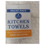 Red Striped Cotton Kitchen Towels - 3 Pack Set