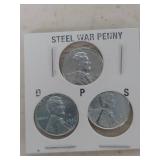 1943 Steel War Penny Set - P-D-S Mint Marks