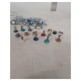 Pewter Figurines on Colored Glass Bases