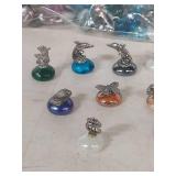 Pewter Figurines on Colored Glass Bases